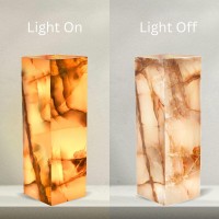 Umaid Elegant Handcrafted Onyx Marble Table Lamp Warm Amber Glow Relaxing Table Lamp For Office Bedroom Living Room And Bed