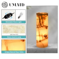 Umaid Elegant Handcrafted Onyx Marble Table Lamp Warm Amber Glow Relaxing Table Lamp For Office Bedroom Living Room And Bed