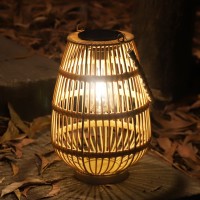 Zwoos Solar Lantern Outdoor Waterproof, Big Rattan Solar Lights For Outside, Hangingstanding, Boho Solar Powered Decorative Light For Balcony, Patio, Garden