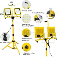 25000 Lumen Work Light With Stand 2 Pack Dual Head Led Work Light With Usb Socket Waterproof Portable Lights With Individual