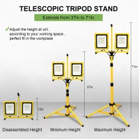 25000 Lumen Work Light With Stand 2 Pack Dual Head Led Work Light With Usb Socket Waterproof Portable Lights With Individual