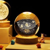 Wmbdl 3D Solar System Crystal Ball Nightlight 16 Color Decorate Lamp For Science Astronomy Space Thanksgiving Christmas Gifts Id