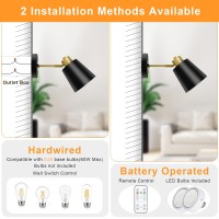 Odnora Battery Operated Wall Sconces Set Of 2 Wireless Wall Lights Dimmable With Remote Control Indoor Sconce Wall Decor Led