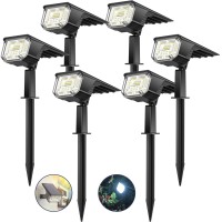 Loonhim Solar Spot Lights Outdoor Garden Ip65 Waterproof, 45 Leds Usb & Solar Powered Landscape Spotlight, 3 Modes Cool White Auto On/Off House Lights, Bright Lighting For Yard, Tree, Flagpole, 6 Pack