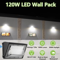 2Pack Dusk To Dawn 120W Led Wall Pack Light Fixture 15600Lm 600800W Hpshid Equivalent 5000K Daylight Commericalindustrial O