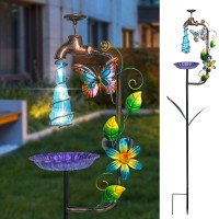 Solar Garden Lights Outdoor Decorative - Butterfly Waterdrop Solar Stake Lights Solar Pathway Lights For Garden, Lawn, Patio, Yard Decorative