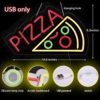 Attneon Pizza Neon Sign For Wall Decor Pizza Shaped Neon Sign For Pizzeria Pizza Led Neon Light For Restaurant Kitchen Store Pa