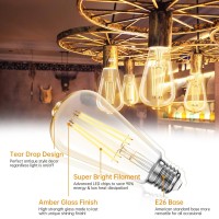 Batklumi Led Edison Bulbs Light: Dimmable 8W Equivalent 60 Watt E26 Bulbs 2200K Amber Warm Vintage Light Bulbs 80+ Cri Filament Vintage Light Bulbs St19/St58 For Outdoor Indoor 4Pack