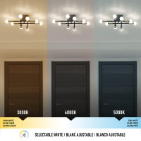 Artika Aristo 22W Integrated Led Contemporary Flush Mount, Black And Gold - Ideal For Bedroom, Kitchen, Hallway, Entryway - 2000 Lumens, 3000-4000-5000 Kelvin