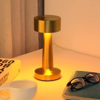 Lngodeho Gold Dumbbell Cordless Rechargeable Table Lamp, Metal Portable Led Desk Lamp With Hand Touch Sensor & 3-Levels Brightness For Bedroom, Living Room, Home Office, Dorm Decor