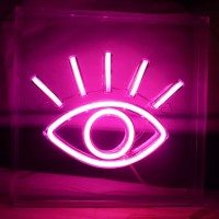 Qiaofei Led Pink Eye Shape Neon Sign Cool Decorative Neon Light Usb Light Box Sign For Desktop Home Beauty Room Gaming Room Bar