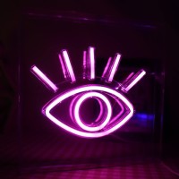 Qiaofei Led Pink Eye Shape Neon Sign Cool Decorative Neon Light Usb Light Box Sign For Desktop Home Beauty Room Gaming Room Bar