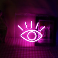 Qiaofei Led Pink Eye Shape Neon Sign Cool Decorative Neon Light Usb Light Box Sign For Desktop Home Beauty Room Gaming Room Bar