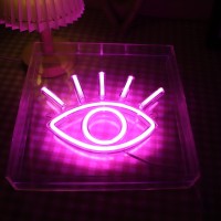 Qiaofei Led Pink Eye Shape Neon Sign Cool Decorative Neon Light Usb Light Box Sign For Desktop Home Beauty Room Gaming Room Bar