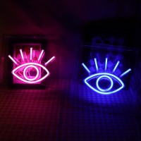 Qiaofei Led Pink Eye Shape Neon Sign Cool Decorative Neon Light Usb Light Box Sign For Desktop Home Beauty Room Gaming Room Bar