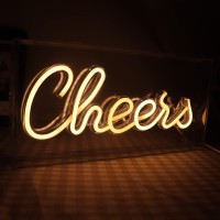 Qiaofei Cheers Neon Sign Led Decorative Light Sign Usb Light Box Neon Letters For Desktop Home Bar Party Wedding Graduation Holi