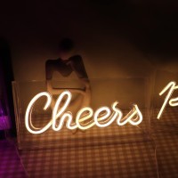 Qiaofei Cheers Neon Sign Led Decorative Light Sign Usb Light Box Neon Letters For Desktop Home Bar Party Wedding Graduation Holi