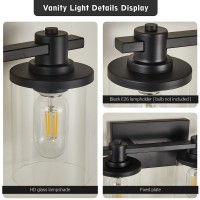 Dadul 4 Light Bathroom Vanity Light Modern Matte Black Bathroom Lights Fixtures Over Mirror Black Vanity Lights With Clear Gla