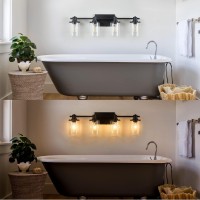 Dadul 4 Light Bathroom Vanity Light Modern Matte Black Bathroom Lights Fixtures Over Mirror Black Vanity Lights With Clear Gla