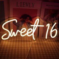 Qiaofei Led Sweet 16 Neon Sign Usb Powered With Dimmer Switch Neon Lights For Girls Room Home Art Wall Decor 16Th Birthday Party