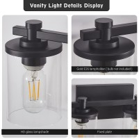 Dadul 4Lights Bathroom Light Fixtures Matte Black Bathroom Vanity Light Fixtures Over Mirror E26 Bathroom Wall Sconces For Be