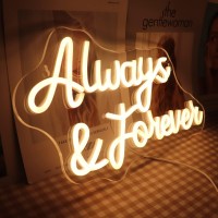 Qiaofei Led Always And Forever Neon Sign Usb Powered With Dimmer Switch Neon Lights For Room Home Bar Wedding Engagement Party A