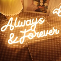 Qiaofei Led Always And Forever Neon Sign Usb Powered With Dimmer Switch Neon Lights For Room Home Bar Wedding Engagement Party A