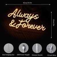 Qiaofei Led Always And Forever Neon Sign Usb Powered With Dimmer Switch Neon Lights For Room Home Bar Wedding Engagement Party A