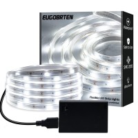 Eugobrten Led Rope Lights Outdoor Waterproof Battery Led Strip Lights, 16.4Ft Flexible White Led Strip Lights Battery Powered Brighter Battery Powered White Lights For Camp Party Bedroom Tv