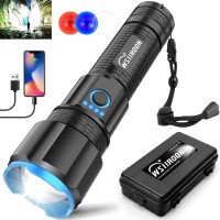 Wsiiroon Rechargeable Led Flashlight High Lumen Battery Powered, Powerful 120,000 Lumens Super Bright Flashlights, Zoomable Handheld Tactical Flash Light Kits For Camping Hiking Emergency Power Bank