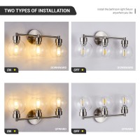 Diniluse Bathroom Light Fixtures 3 Lights Vanity Light With Brushed Nickel Round Finish Bathroom Vanity Lights With Clear Globe