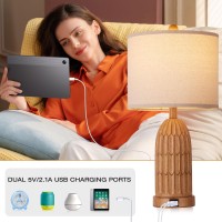 Table Lamps For Bedroom Set Of 2 Farmhouse 3Way Dimmable Touch Lamp For Nightstand With 2 Usb Charging Ports Vintage Rustic T