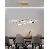 Modern Led Chandelier For Dining Room Light Fixtures Over Table Remote Control Chandelier, 64W 39.4