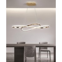 Modern Led Chandelier For Dining Room Light Fixtures Over Table Remote Control Chandelier, 64W 39.4