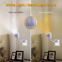 Plug In Motion Sensor Night Light, White/Warm Light 2-In-1 Led Sensor Light Smart Motion Activated Led Sensor Light Adjustable And Energy-Saving Lighting Solution For Safety And Security (Plug)