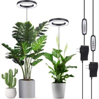 Lordem Plant Grow Light, Full Spectrum Plant Light For Indoor Plants, Brightness Adjustable Led Growing Lamp With Auto On/Off Timer 4H/8H/12H, Height Adjustable, 2 Packs Of Black