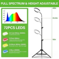 Lordem Grow Light For Indoor Plants Full Spectrum Plant Light With Auto Timer For 4812H 72 Leds Growth Lamp With 4 Dimmable