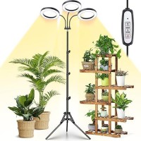 Lordem Grow Light For Indoor Plants Trihead Plant Light For Plants Growing Full Spectrum Growth Lamp With Auto Timer For 48