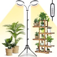 Lordem Grow Light For Indoor Plants Dualhead Plant Light For Plants Growing Full Spectrum Growth Lamp With Auto Timer For 48