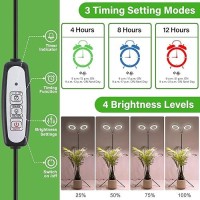 Lordem Grow Light For Indoor Plants Dualhead Plant Light For Plants Growing Full Spectrum Growth Lamp With Auto Timer For 48