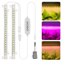 Abonnyc Grow Light For Indoor Plants 48 Led Plant Grow Light Strips Warm White Light & Red Light Full Spectrum With Auto On/Off Timer Sunlike 10 Inch Small Grow Lamp For Hydroponics Succulent, 2 Bars