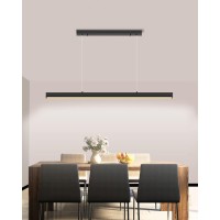 Modern Led Chandelier Pendant Lights Black Kitchen Island Dining Room High Adjustable Lighting Fixture Simple Line Dimmable Remote Ceiling Hanging Lamp For Living Room Office Bedroom Study (31.5 In)