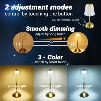 Amingulry Cordless Table Lamp 4000Mah Rechargeable Battery Operated Lamp 3 Color Modes Stepless Dimmable Led Touch Lamp Por