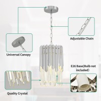 Aolala Modern Crystal Chandelier Chrome Pendant Light Fixture Witch Adjustable Chain Hanging Ceiling Light For Kitchen Island,Dining Room, Bedroom, Living Room