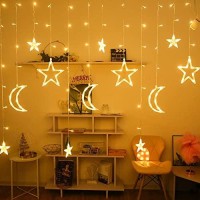 Cokeey Christmas Led String Lights - 3.5M Star Moon Led Curtain Lights Garland Wedding Decorations For Christmas, Wedding, Party, Home, Terrace, Ramadan, Lawn (Warm Light)