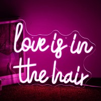 Alkkign Love Is In The Hair Neon Sign Dimmable Pink Letter Neon Signs Salon Hair Salon Sign Word Led Neon Light Sign Powered