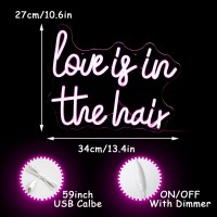 Alkkign Love Is In The Hair Neon Sign Dimmable Pink Letter Neon Signs Salon Hair Salon Sign Word Led Neon Light Sign Powered