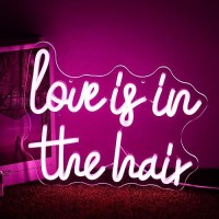 Alkkign Love Is In The Hair Neon Sign Dimmable Pink Letter Neon Signs Salon Hair Salon Sign Word Led Neon Light Sign Powered