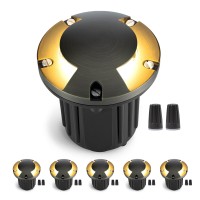 Gardenreet Brass Well Lights Landscape, Led In Ground Lights Low Voltage, Ip65 Waterproof 12V Outdoor Walkway Lights, Wired 2 Way Turret Bronze For Pathway Lawn Without Mr16 Bulb 6 Pack