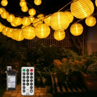 Led Lantern String Lights Outdoor Plug In 40Ft Connectable Warm White White Lantern Fairy Lights With Remote Control 40 Led